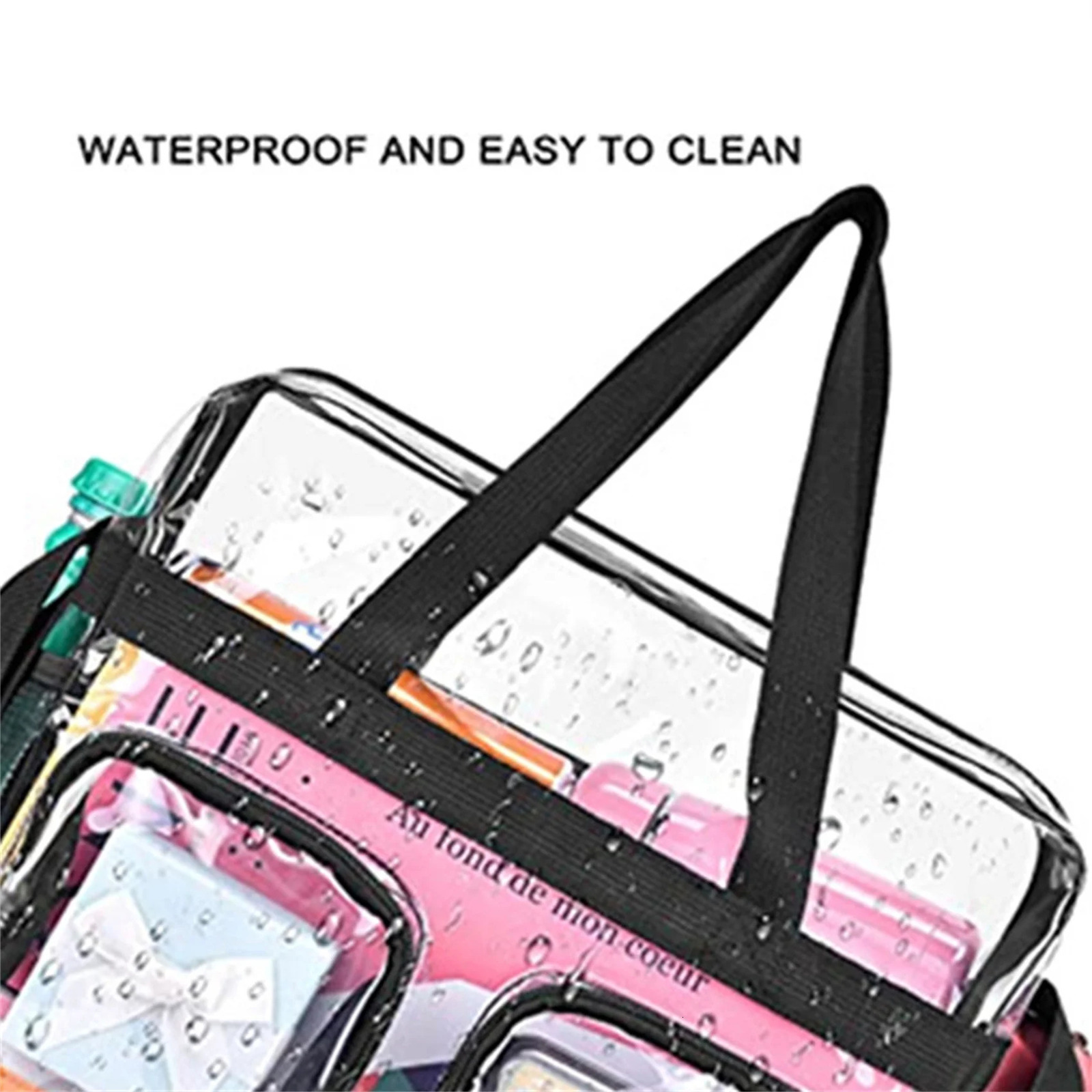 PVC Unisex Multi Pocket Casual Shoulder Bag Portable Large Capacity Transparent Waterproof Tote Bag 250407