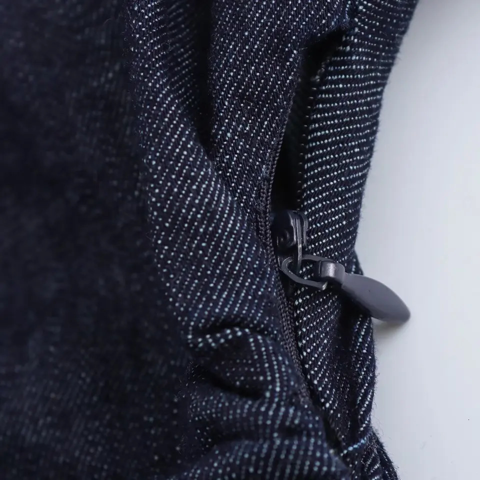 ETJ traf Spring 1975 Series Denim MIDI Dress with Flip Collar Side Zipper Fashionable Wrinkle Waist Slim Elegant 250409