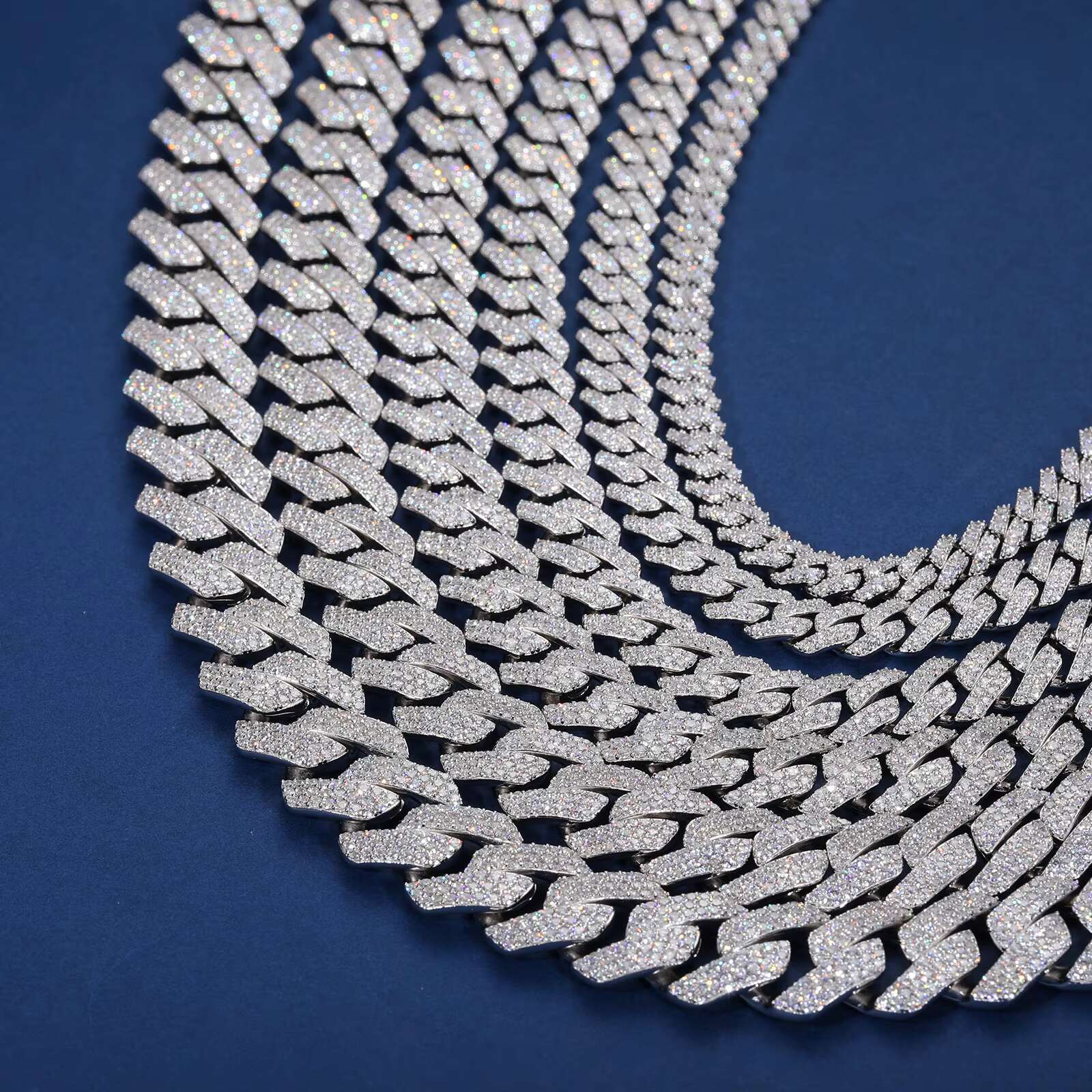 Bling Moissanite Cuban Link Chain High Quality 925 Sterling Silver Diamond Man Jewelry Iced Out Hip Hop Necklace for Men