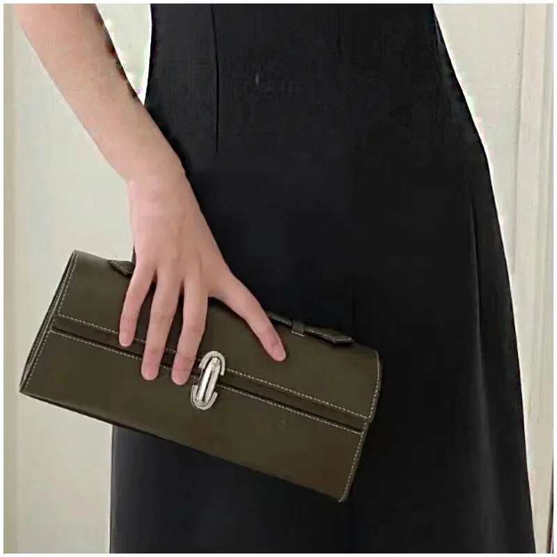 Brand Genuine Leather Tote Women's Simple Handbag Small Square Baguette Bags High Quality Savette Symmetry 27 Bag