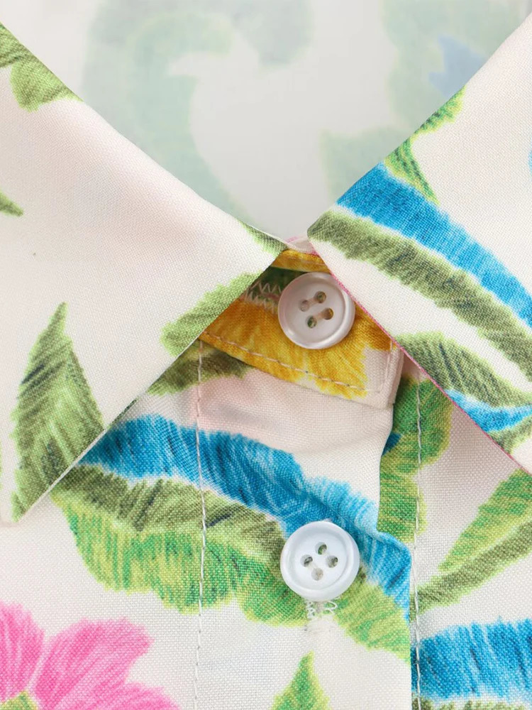 European and American style lapel long sleeved printed poplin fashionable personalized shirt for spring 250409