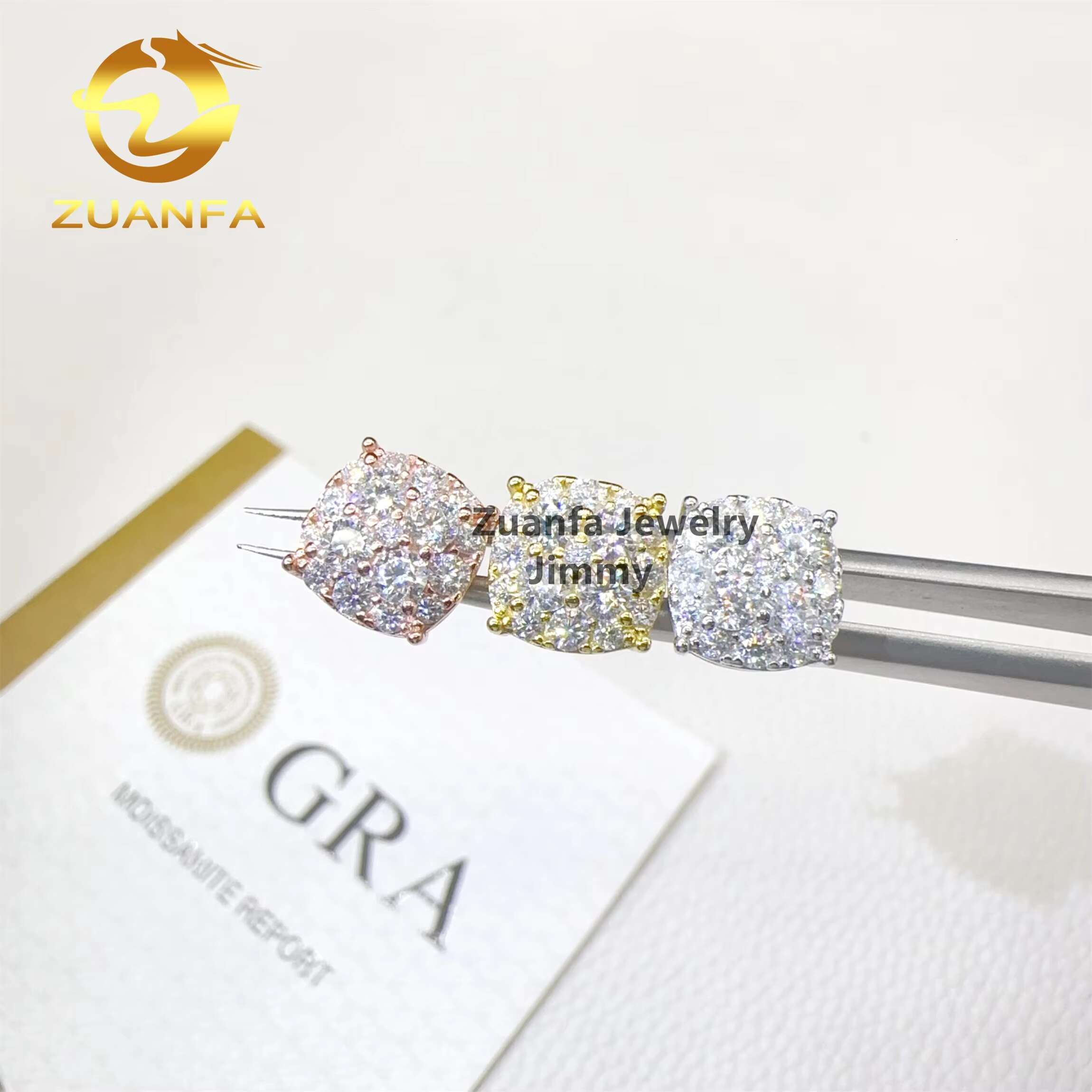 Fashion Earrings Jewelry Pass Diamond Tester Iced Out 925 Silver Flawless Moissanite Diamond Hip Hop Stud Earrings Man