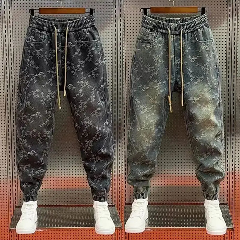 Jacquard American Classic Jeans Fashion Joints Harem Pants High Quality Men Clothing 250408