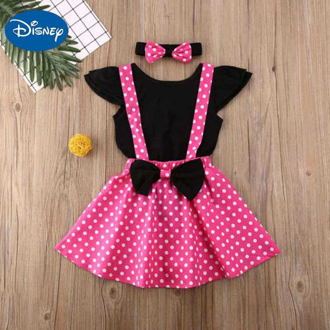 Disney Summer girls dress Minnie princess dress suspender dress baby dress polka dot western-style setXJ250409
