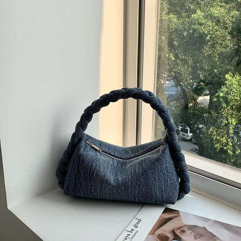 Fashion Denim Women Shoulder Bag Female Handbag Blue Jeans Cotton Woven Tote Designer Bags Crossbody Purse