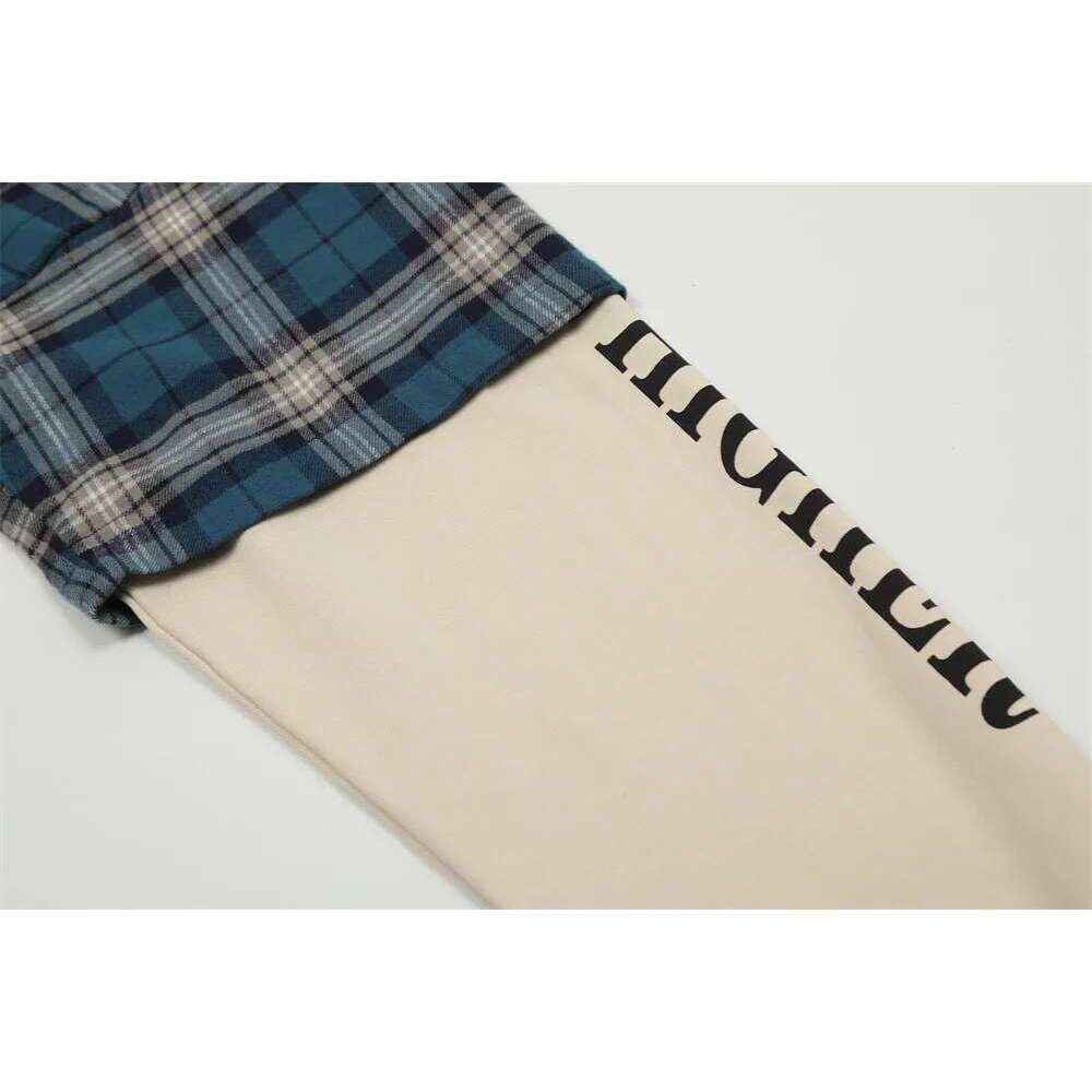Plaid Patchwork Mens High Street Autumn Loose Lapel Spliced Single Breasted Long Sleeve Shirts Men