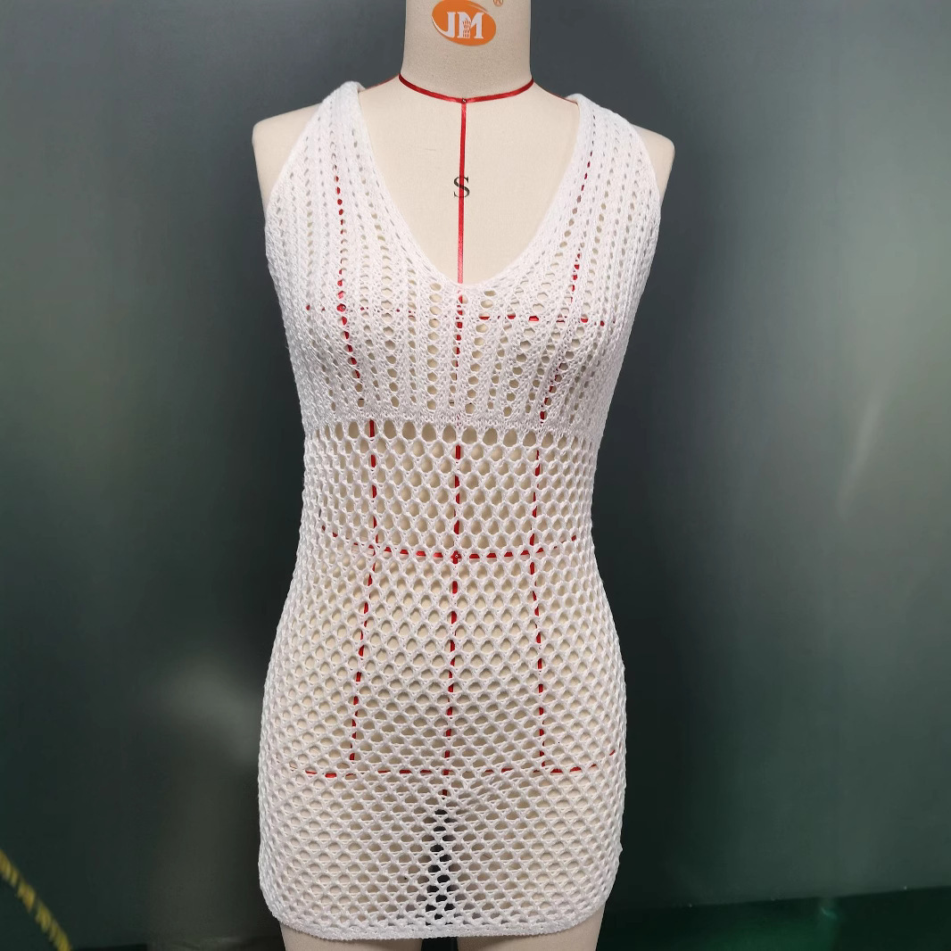 2025 Summer New Sexy Drop Neck Lace Up Neck Open Back Solid Color Hip Wrap Dress for Women