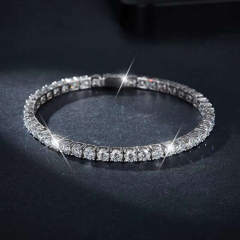 4mm MoissaniteTennis Bracelet 14k Gold Plated S925 Sterling Silver 4mm Iced Out Moissanite Diamond Tennis Bracelet