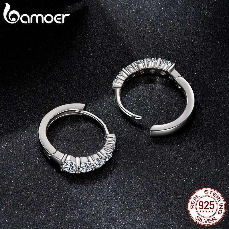 BAMOER Moissanite Hoop Earrings for Women 925 Sterling Silver Hypoallergenic Huggie Earrings with White Gold Plated MSE091 Z250408