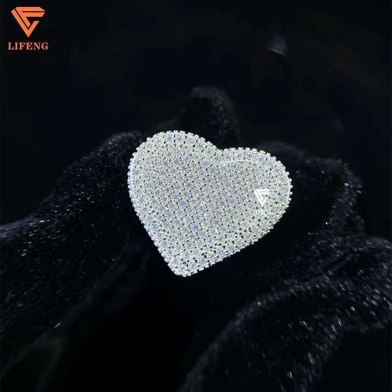 Lifeng Jewelry Custom Two Tone Hiphop Ring Iced Out VVS Moissanite 925 Silver Pass Diamond Tester Rapper Singer Ring