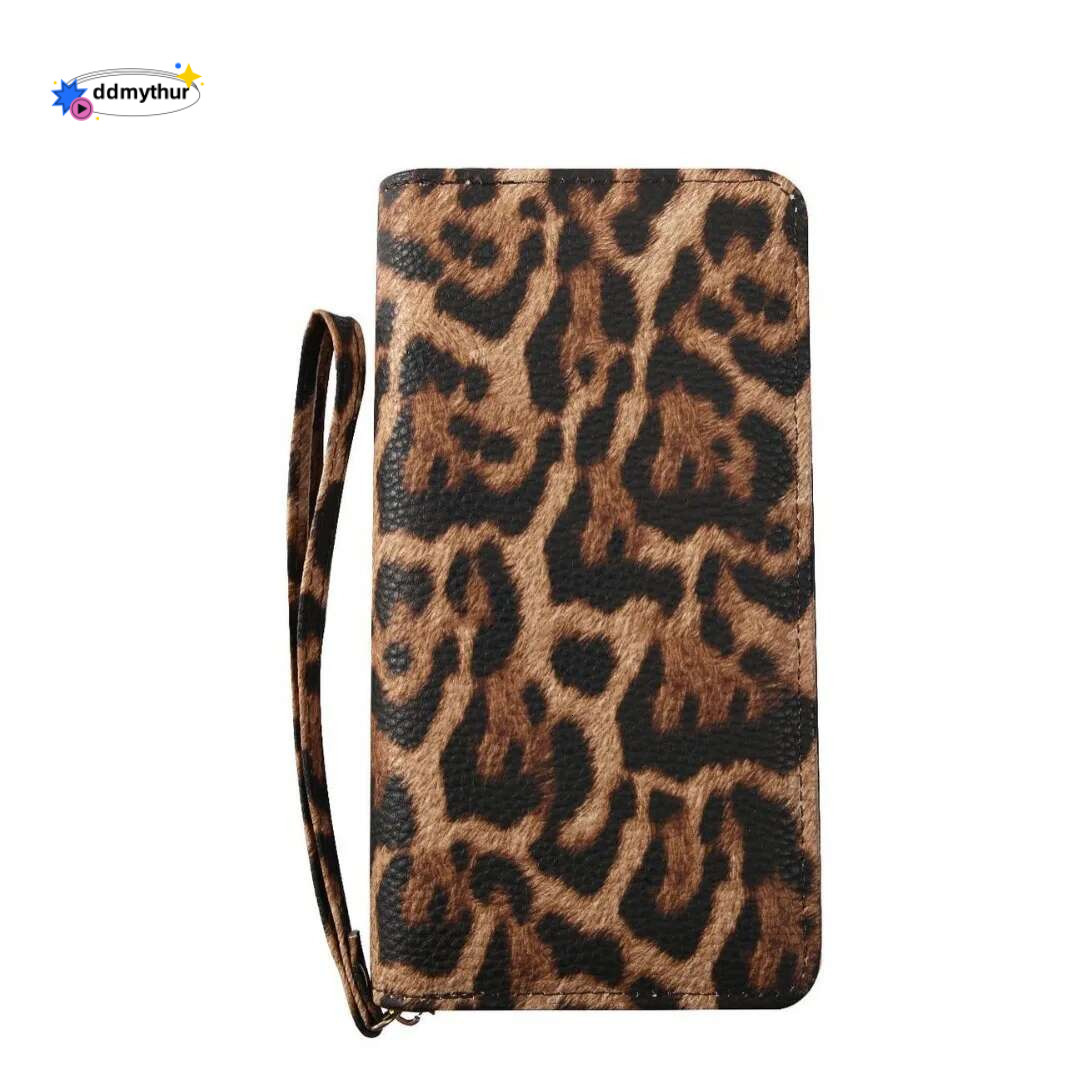 2025 New Leopard Print Retro Long Wrist Fashionable and Versatile Small Purse Bag Foreign Trade Wallet for Women ddmythur