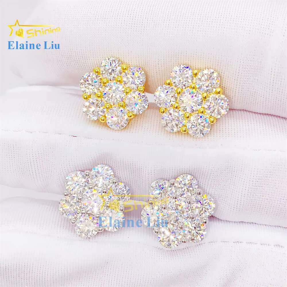 Pass Diamond Tester 12mm Earring Fashion Vvs Moissanite Diamond Luxury S925 Sterling Silver 18k Gold Plated Stud Earrings