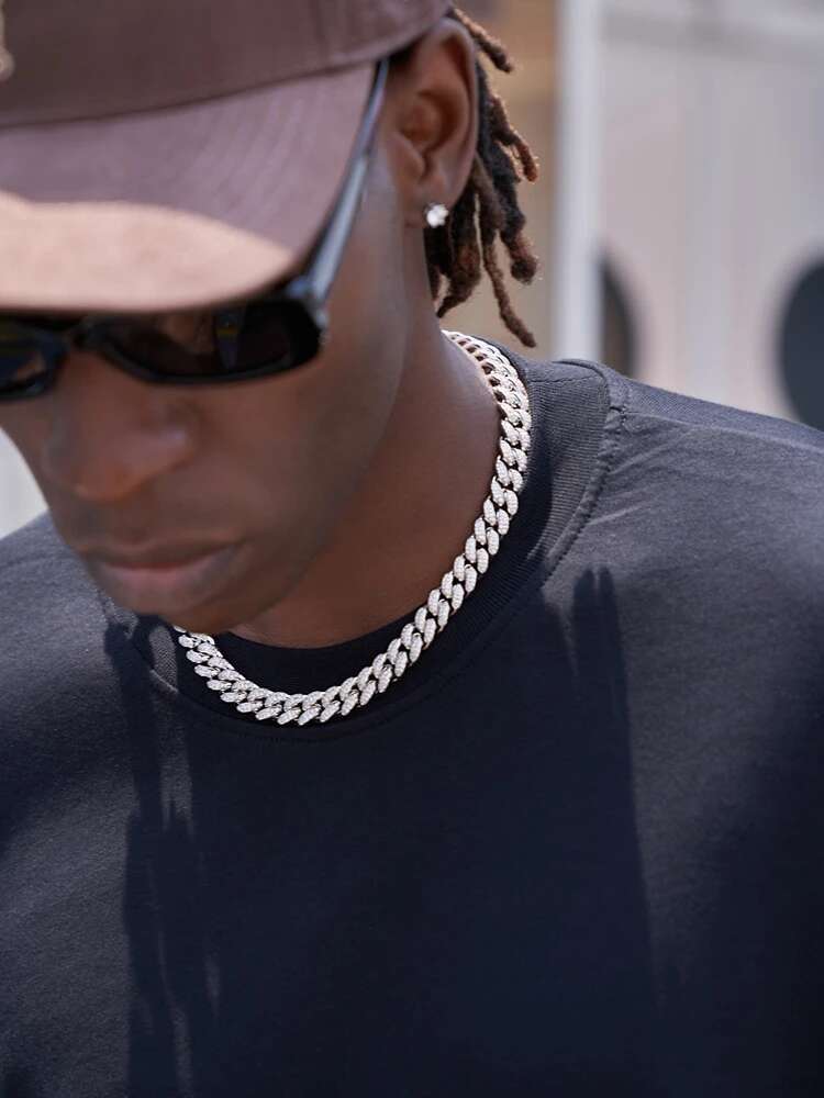 12mm Stainless Steel Iced Out Bling Rhinestone cz Cuban Link Coarse No Fade Necklace for Men Women Hip Hop Jewelry wholesale