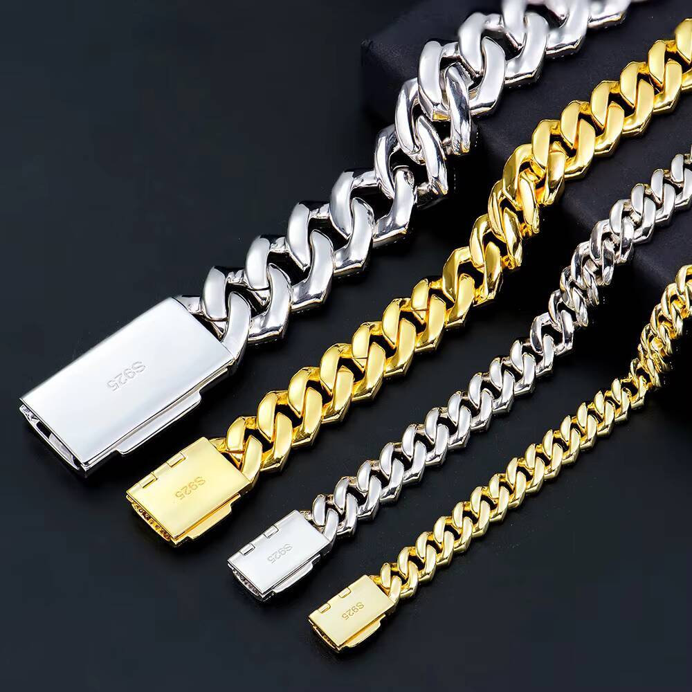 Hiphop Jewelry 925 Sterling Silver Vvs Ice Out Gra Certified Mossanite Cuban Link Chain Sharp Cuban Bracelet Wholesale for Men