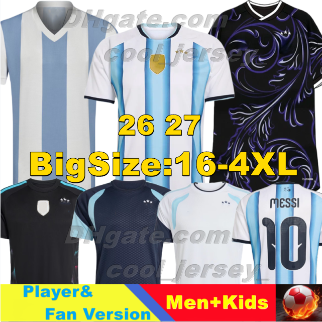 XXXL 4XL Argentina 26 27 Soccer Jerseys MESSIs J.ALVAREZ 2025 Football Shirts L.MARTINEZ ALMADA OTAMENDI football kits NICO E.FERNANDEZ Men Kids full Kits Socks Sets