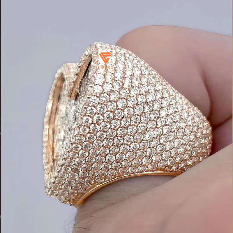 925 Silver VVS Baguette Moissanite Heart Shape Ring Fashion Jewelry in White Yellow Rose Gold Plating for Engagement or Gift