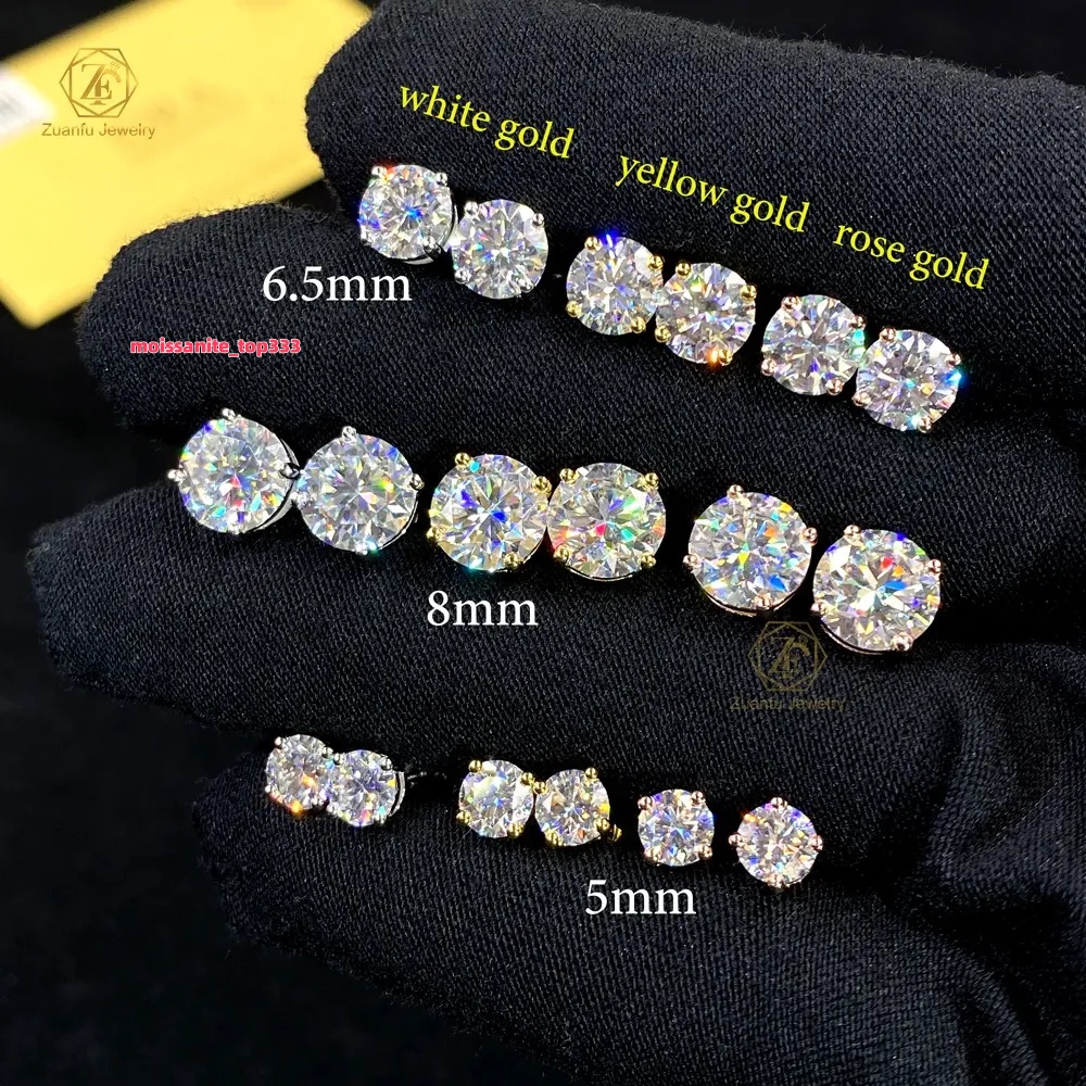 Screwback earring 3mm-13mm piercing jewelry 4 prongs set CVD HPHT lab grown stud in VVS1 radiant