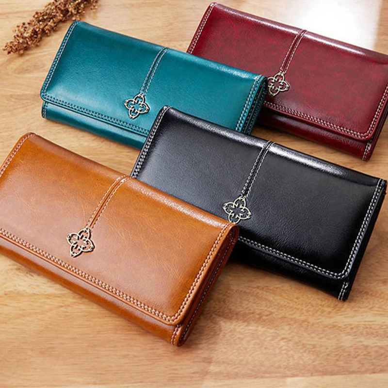 Womens Leather Wallet y Long Fashion Money Bag Handbag Card Holder 250408