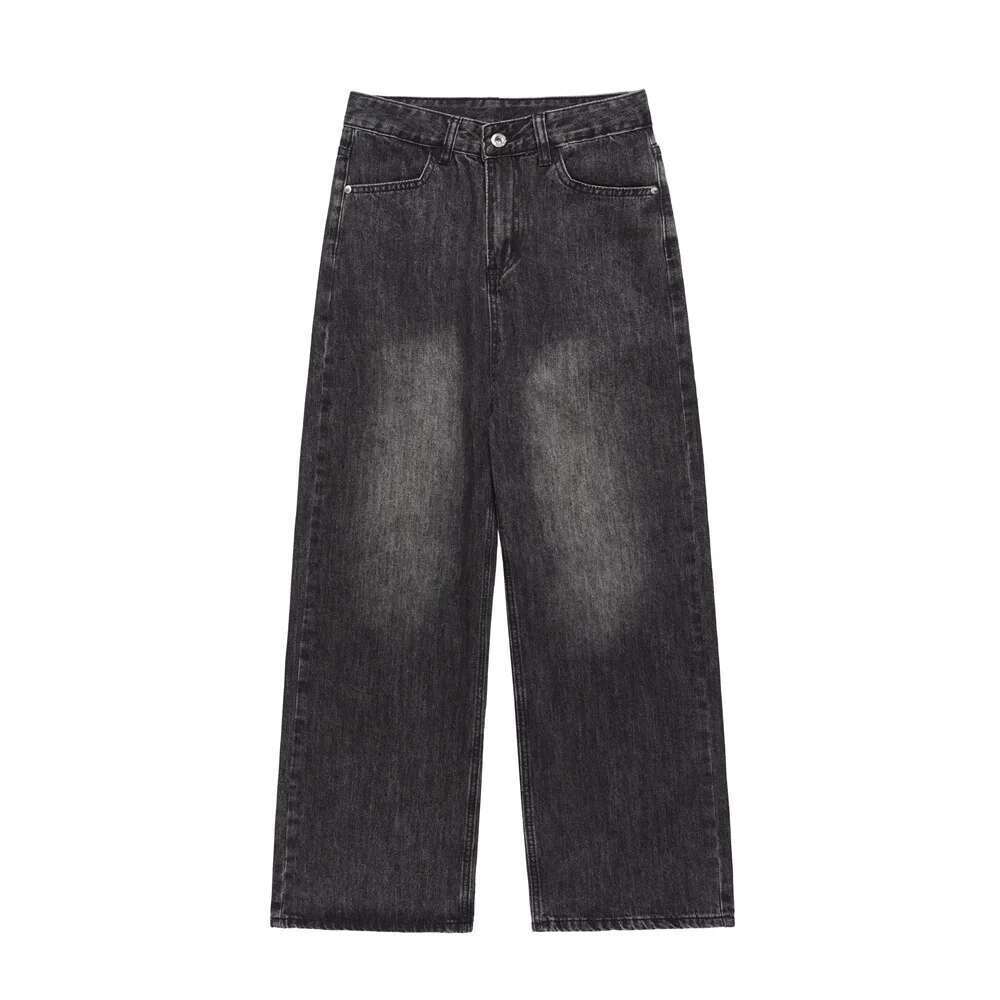 Washed Distressed Autumn Winter Jeans Mens Casual Wide Leg High Street Loose Straight-Leg Pants Men