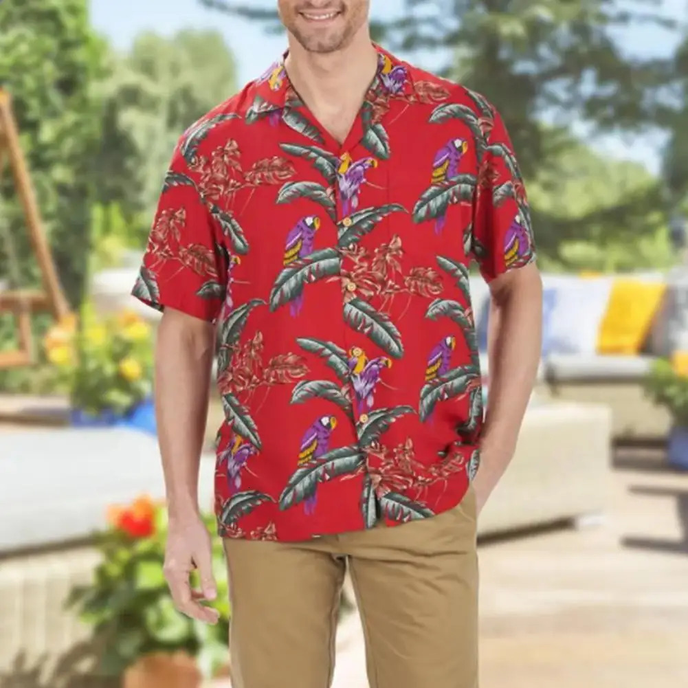 S-4XL Mens Shirt Sweater Absorbed Cotton Hawaiian Pattern Printed Short Sleeve Summer Casual Shirt Mens Clothing Birthday Gift 250408