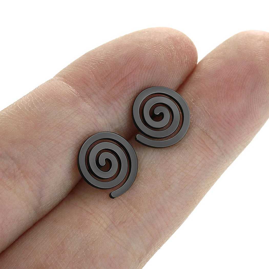 Gold Color Tiny Spiral Stud 316L Stainless Steel Fashion Earrings for Women Small Unisex Metal Celtic Spiral Jewelry Black Punk Z250408