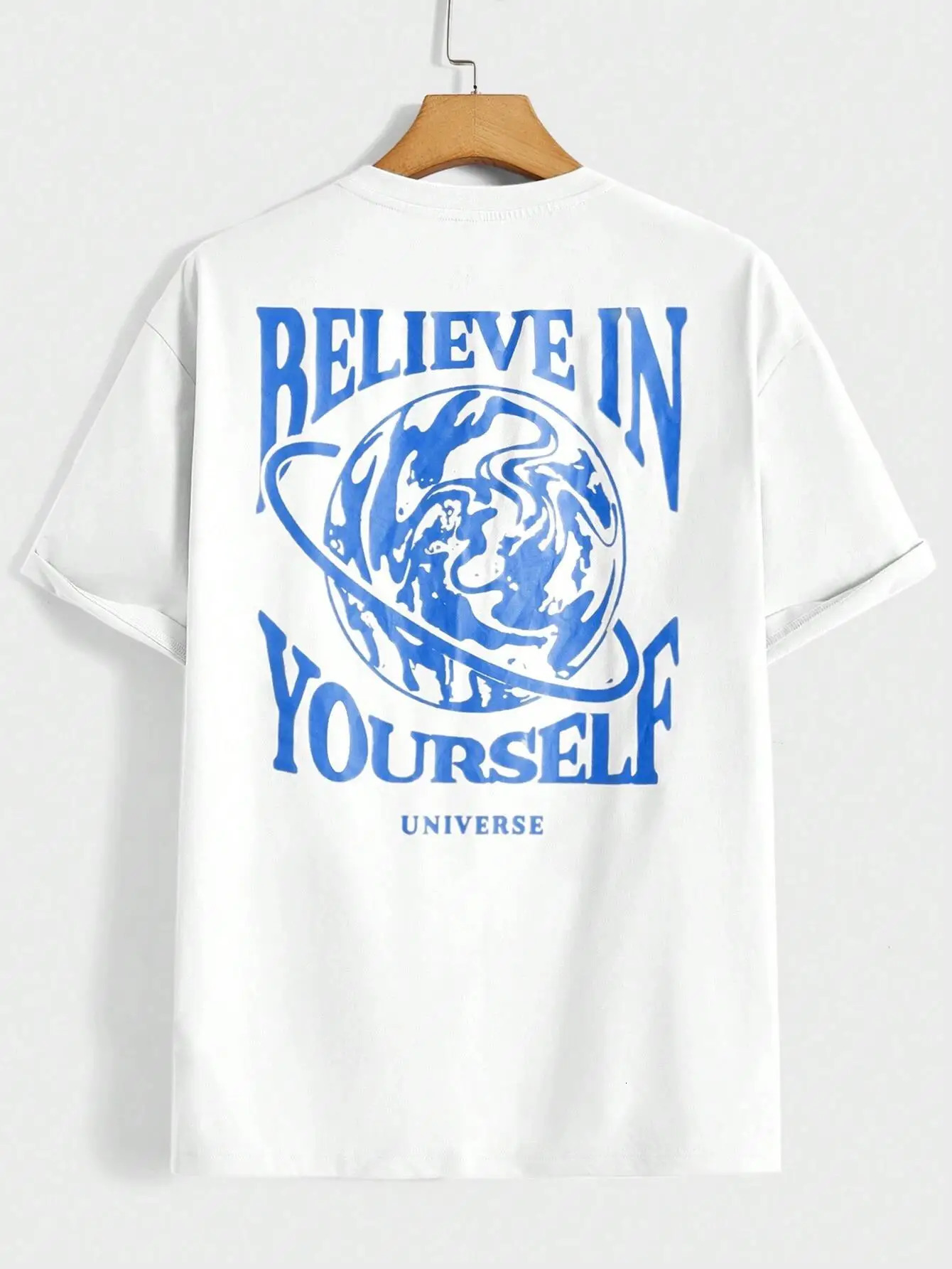 Believe in your own universe interesting graphic mens Tshirt cotton casual short sleeved fashionable breathable loose oversized 250409