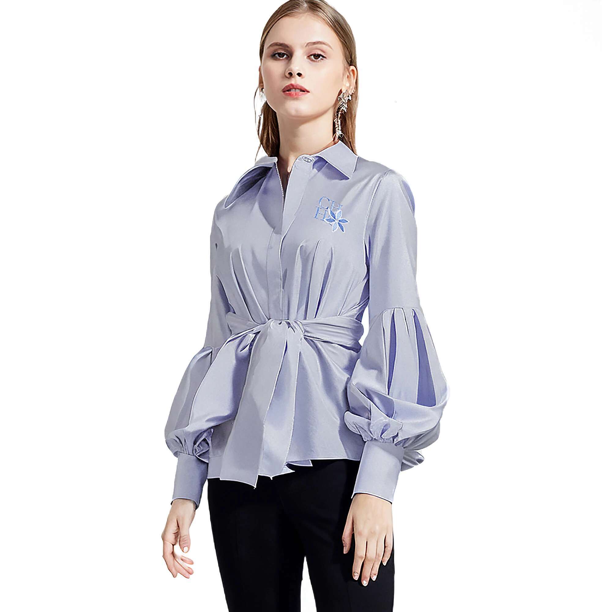 Shirt New Simple Bubble Sleeve Embroidered Commuter Women's Top