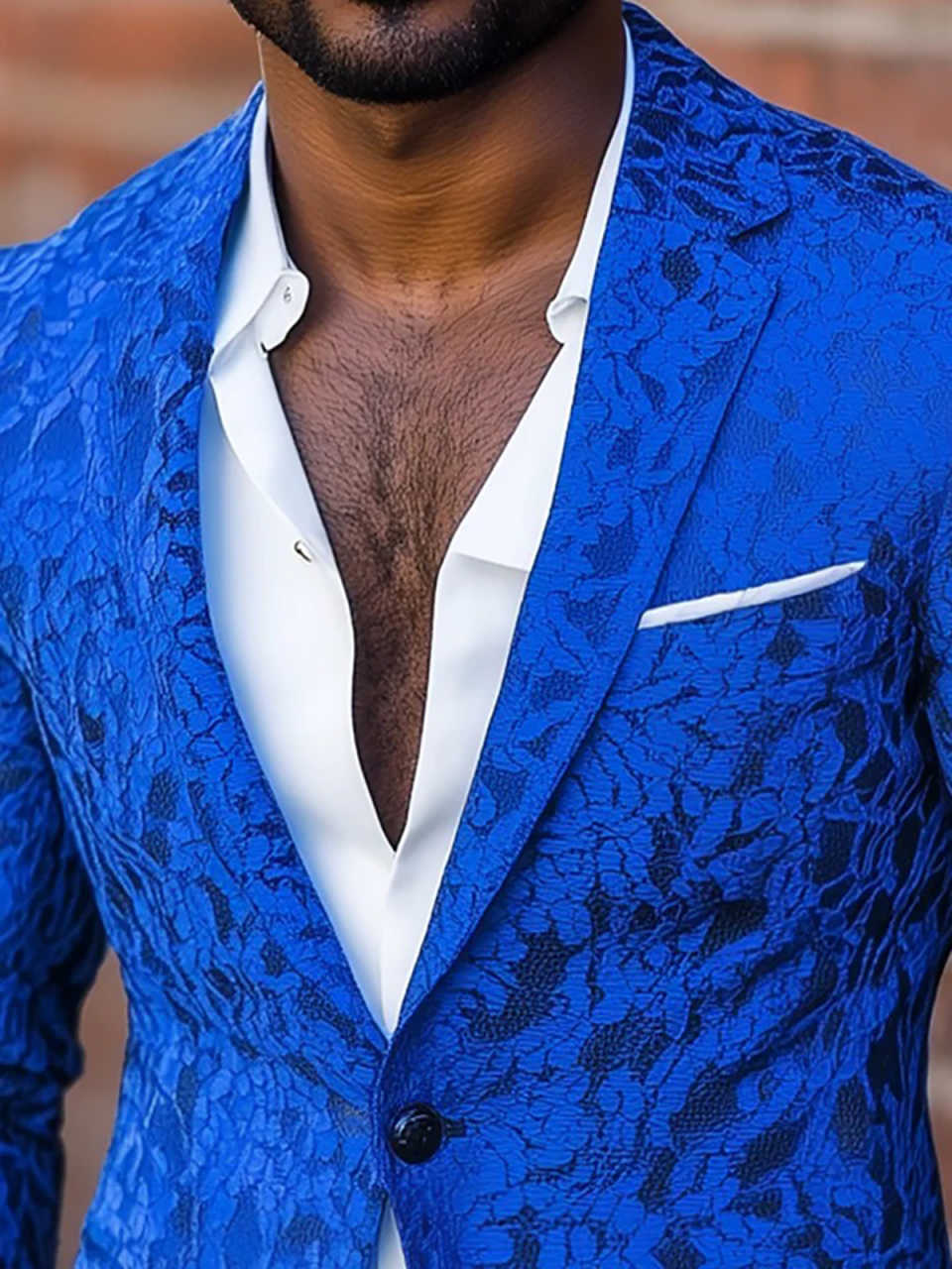 Royal Blue Mens Tuxedos Jacquard Formal Party Birthday Groom Wear Customized Cosplay Outfits One Jacket