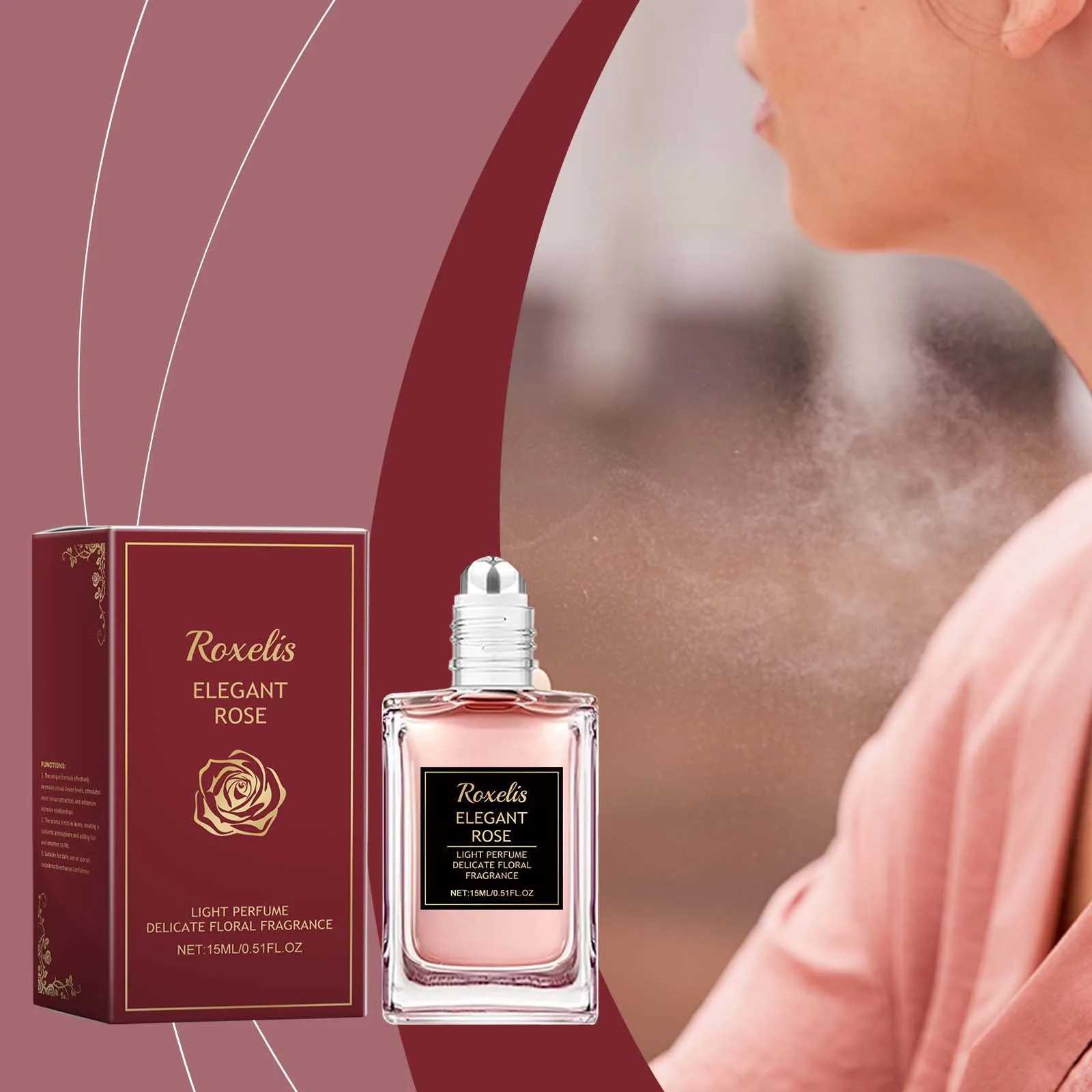 Roxelis 15ml Rose perfume Drum pheromone Charming floral fragrance Long lasting fragrance Elegant lady romantic dating perfumeXJ250409