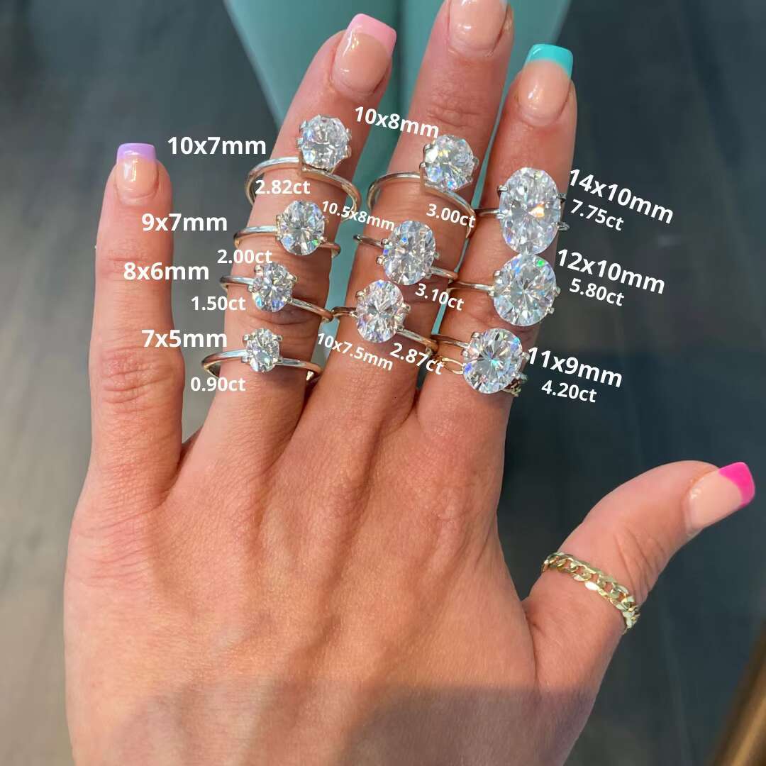 Wedding Rings Gold 18K Couple VVS Moissanite Ring Custom 2CT Oval Cut Solitaire Engagement Ring Set