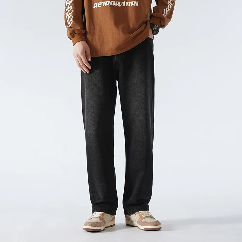 Mens straight leg elastic waist denim pants with a length of 115 110cm mens ultra long 190cm and 200cm ultra-thin youth pants 250408