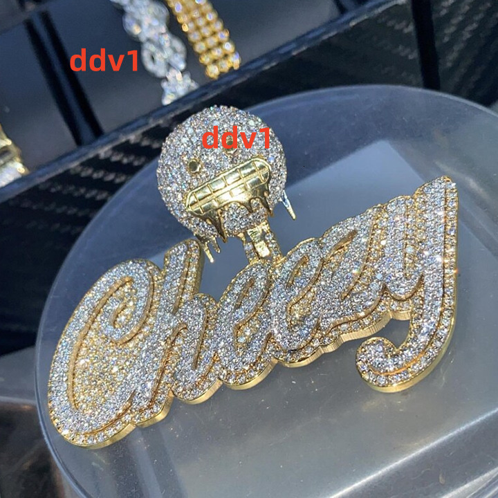 Hip Hop Iced Out Jewelry Supplier Chain 925 Sterling Silver Custom Made Moissanite Diamond Pendant Customizable