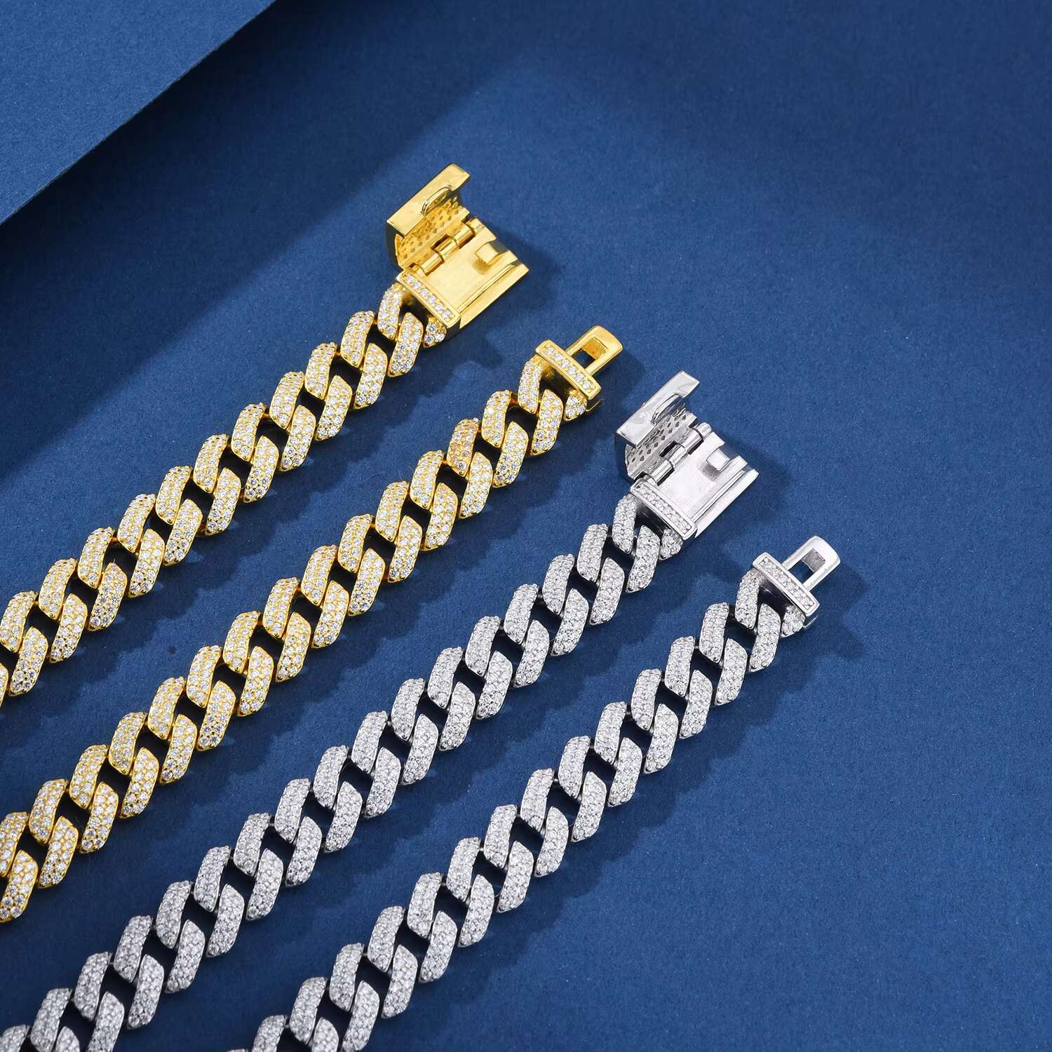 High quality sier necklace with ice Cuban chain 10mm inlaid zircon hip-hop style wedding fashion accessory