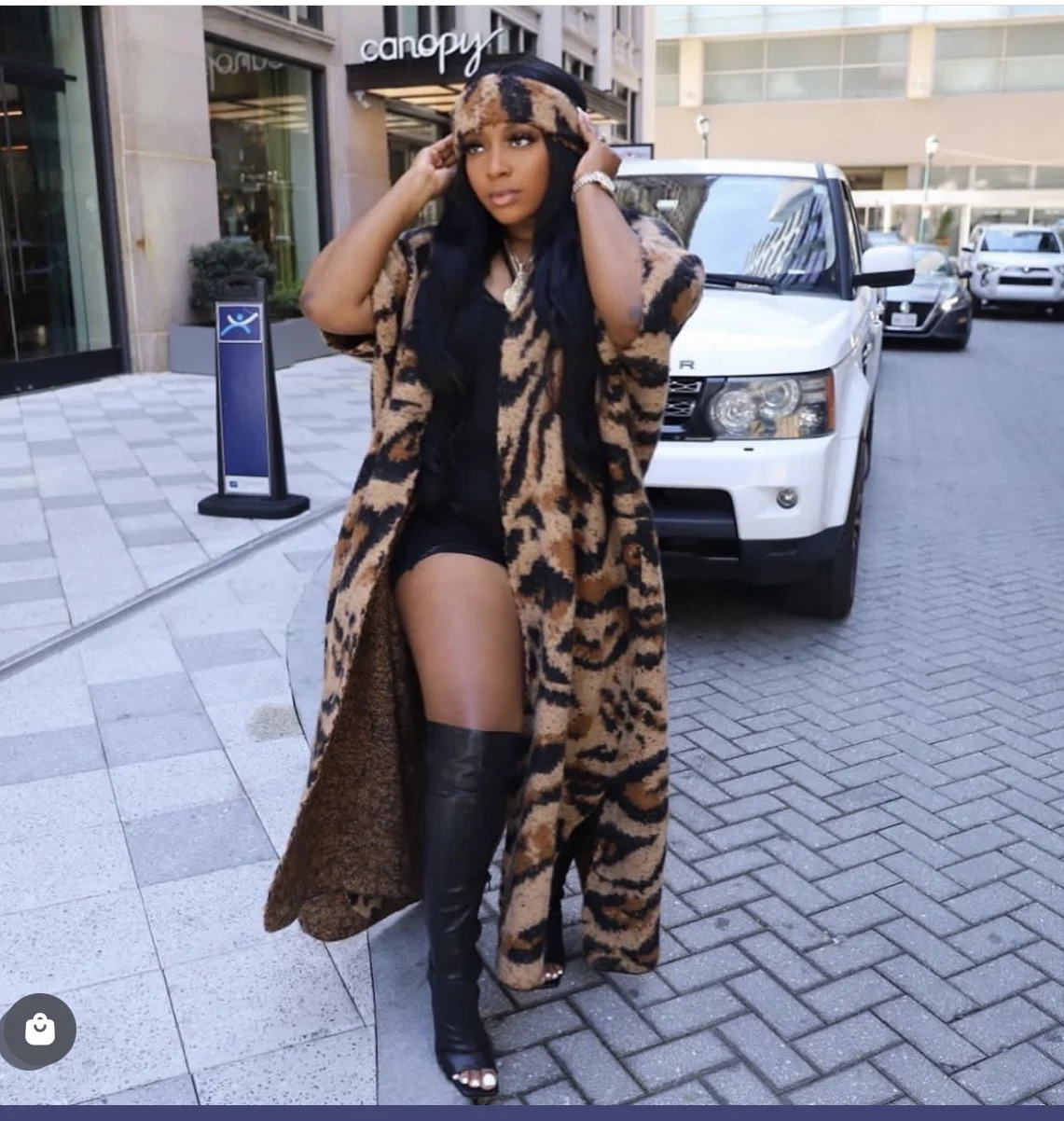 winter African womens kimono y loose thick long cardigan wool sweater European fashionable printed jacket 250409