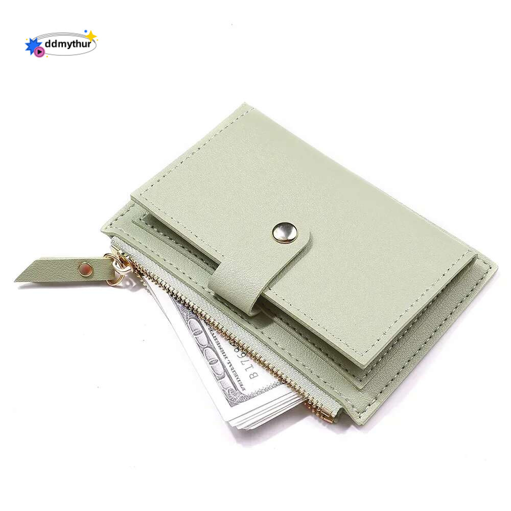 Women Fashion Small Solid Color PU Leather Mini Wallet Credit Card Holder Bags Zipper Coin Purse ddmythur