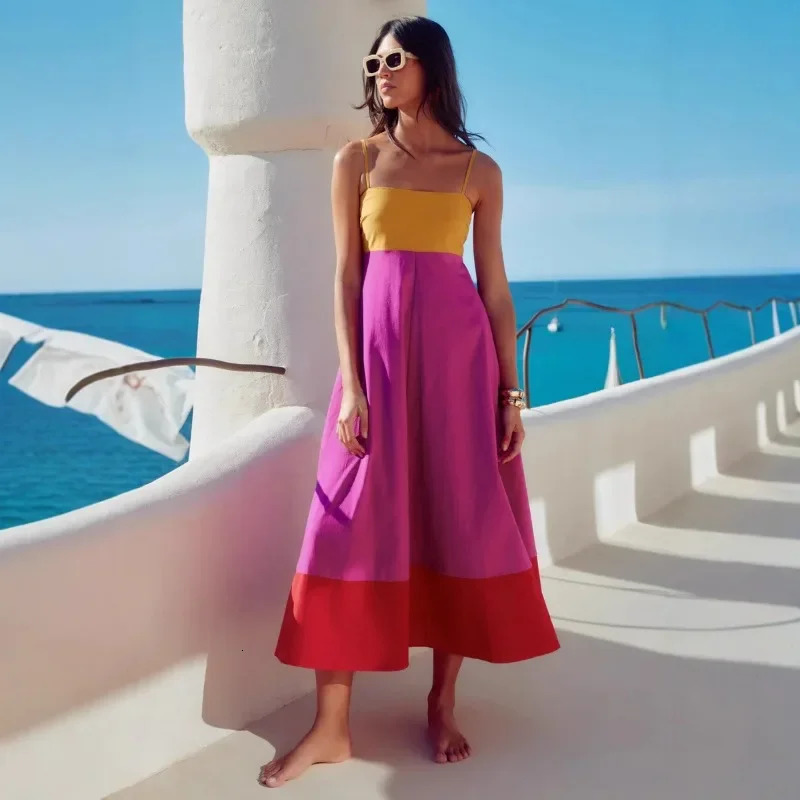 seaside vacation style long dress with temperature hanging summer European and American 250409