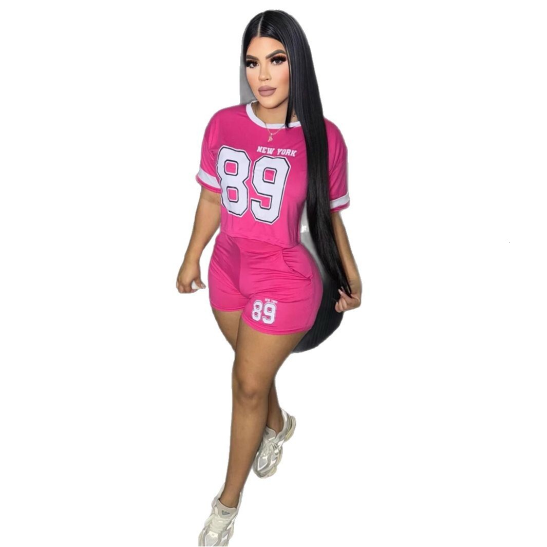2025S Designer Women S Set New Personalized Slim Fit Text Printed Short Sleeved Top Tight And Sexy Hip Hugging Shorts Set For Women