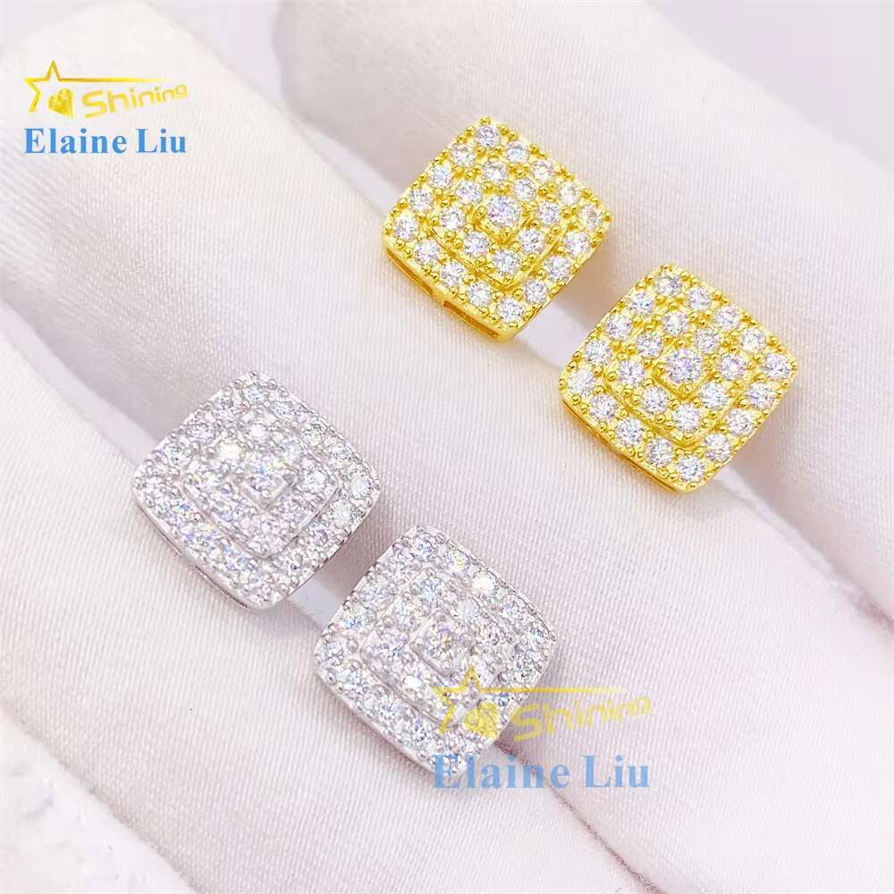 Factory Price Sterling Silver Custom Women Jewelry Fashion Jewelry Hiphop Iced Out Jewelry Vvs Moissanite Stud Earrings
