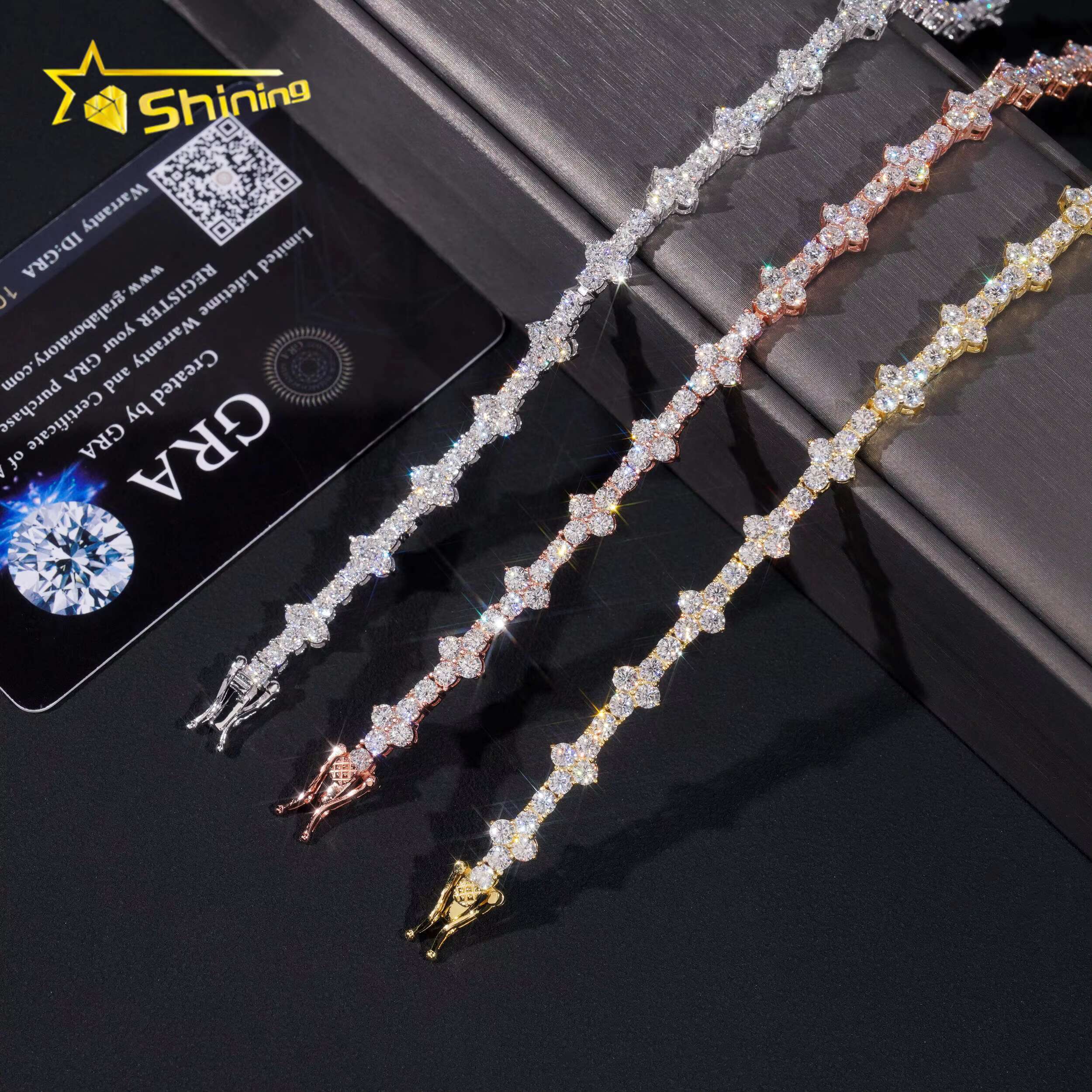 925 Sterling Silver Fast Delivery Cross Tennis Necklace Bracelet Pass Diamond Tester GRA Certified VVS Moissanite Tennis Chain