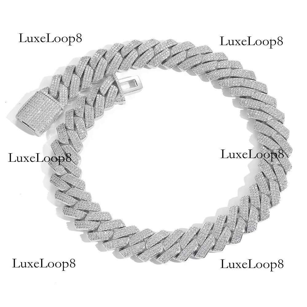 Men's 20mm 3-Rows Gold Plated Hip Hop Jewelry Chunky Necklace Iced CZ Prong k Zircon Dia Cuban Chain Copper