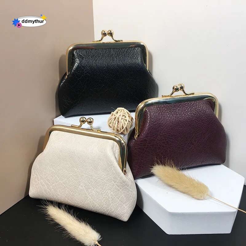 2023 Women Small New Retro Purse Ladies Money Key Earphone Wallet Buckle Candy Color Girl Coin Storage Bags Pouch ddmythur