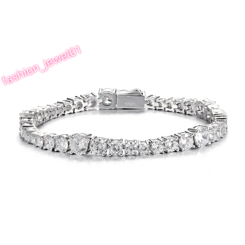 Wholesale Custom Fashion 925 Silver Lab Diamond GRA Moissanite Zircon Tennis Sterling Bracelet