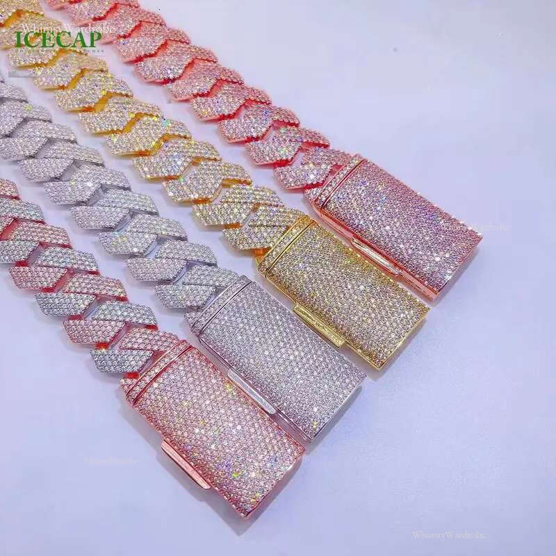 20mm Gold Plated Hip Hop Pop Moissanite Dia Necklace Cuban Chain k Free delivery