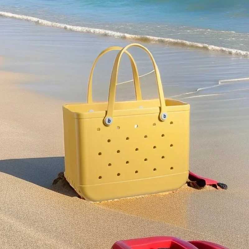 Fi Beach Burger Bag Rubber Waterproof Basket Large Capacity Summer Storage Shopping Handbag Travel Document Handbag Shopping Bag Y250409