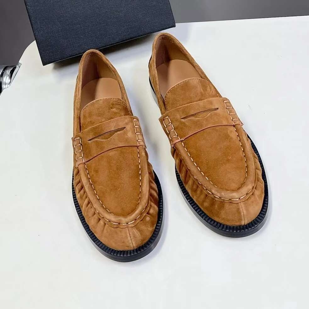 2025 Top Quality British Style Cow Suede Round-Toe Woman Loafers Mary Janes Clogs Mules Shoes Female Slip-Ons atos De Mujer