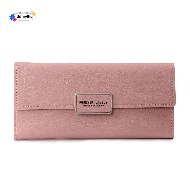 New Korean-style Long Handbag Three Fold Multi-card Slot Fashion Simple Women's Pu Leather Wallet ddmythur