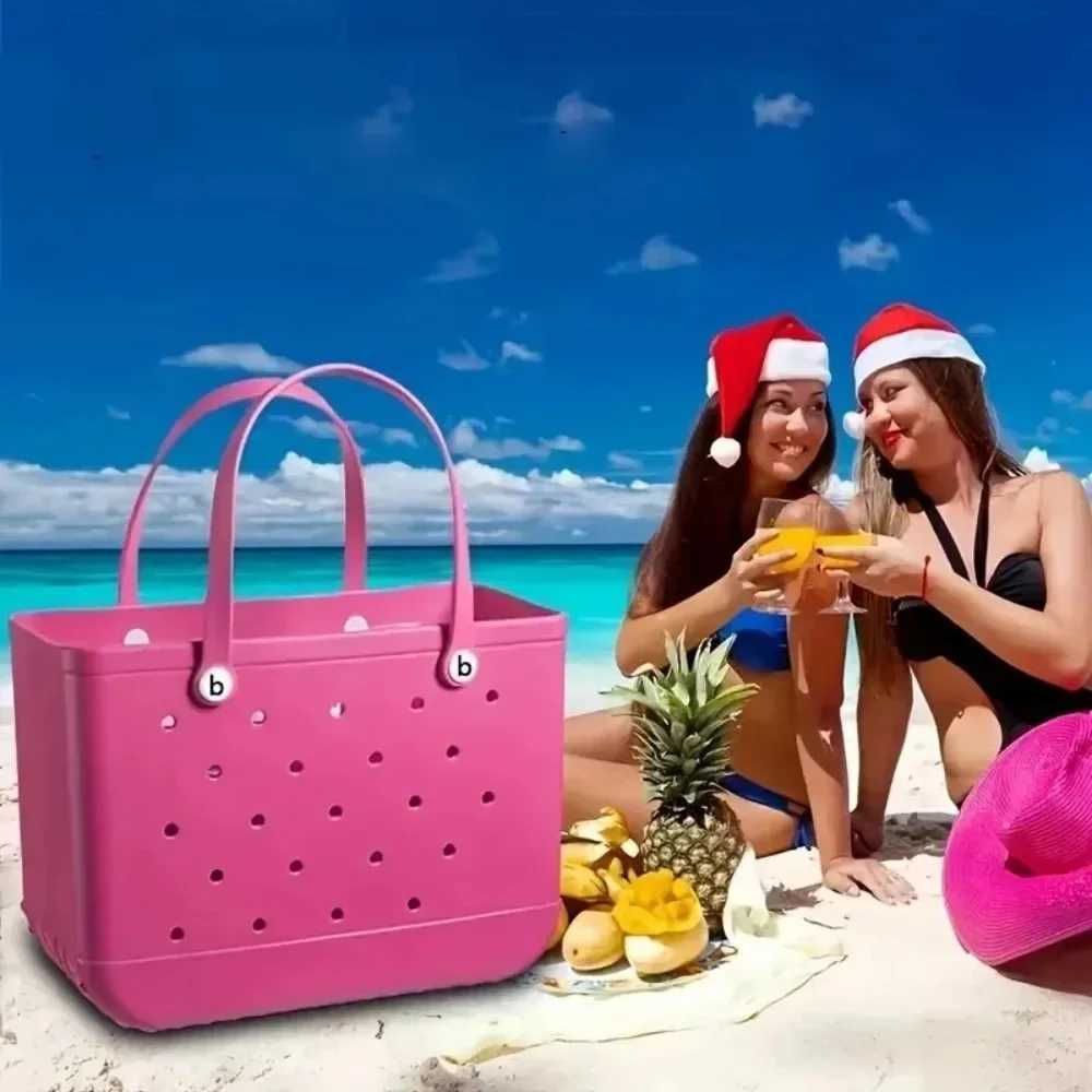 EVA Beach Bogg Bag Rubber Water-proof Travel Tote Bag Summer Sand-proof Storage Baskets Fashion Outdoor Picnics Beach HandbagC250409