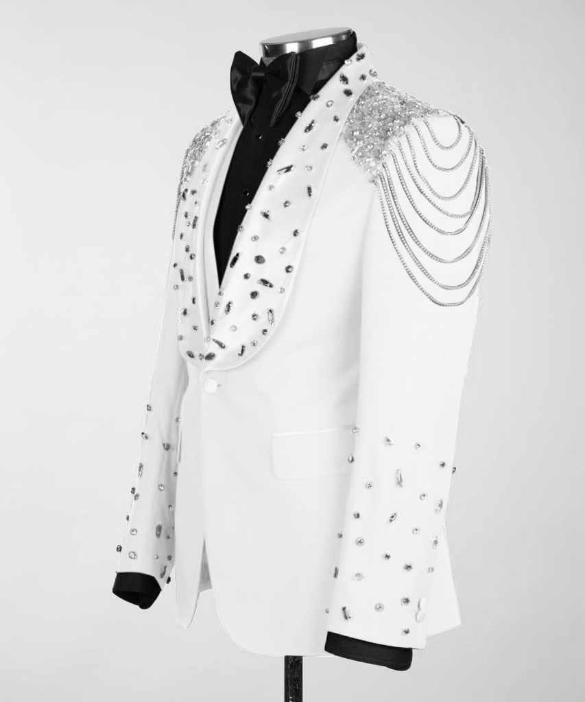 Noble Wedding Tuxedos Crystal Beading One Button Shawl Lapel Stylish Men Suit 1 Piece Set Jacket Formal Party Suits Customized