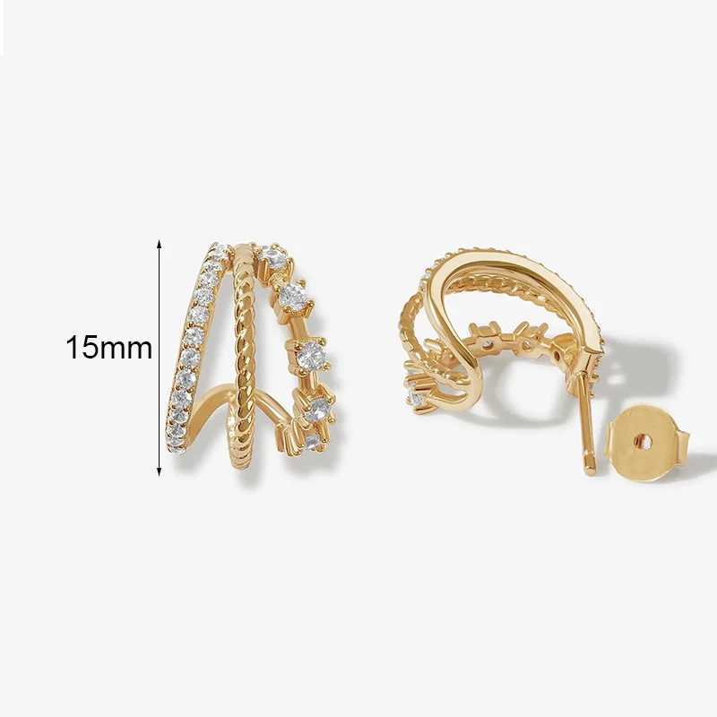 Crmya Classic Earrings for Women Zirconia Gold-plated Ear Cuff Stud Hoop Earrings Women Party Jewelry Accessories Wholesale Z250408