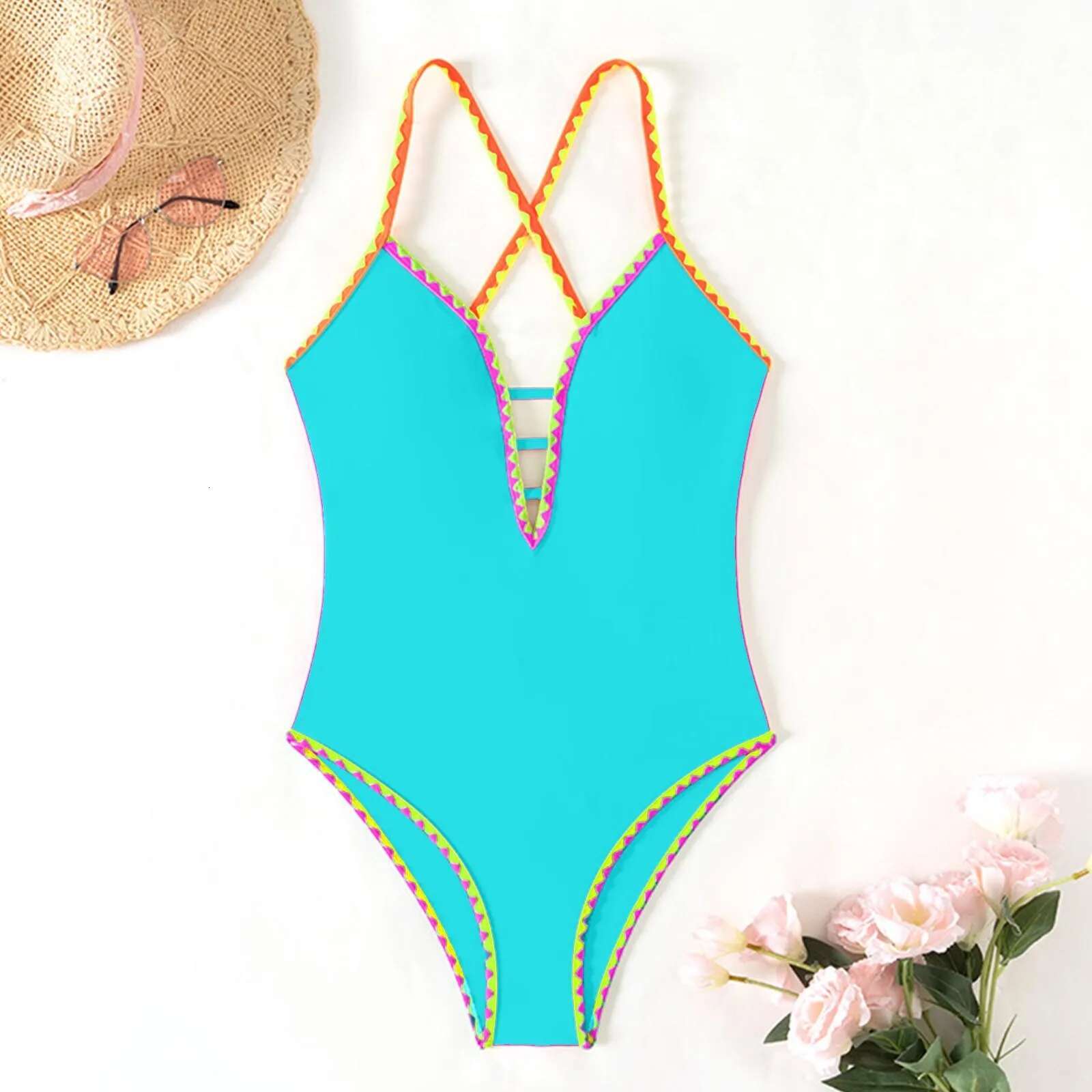Dongdumaoyi New Sexy One Piece Swimsuit Patchwork Swimwear Women Monokini Bodysuit Push Up Swim Suit Bathing Beach Wear